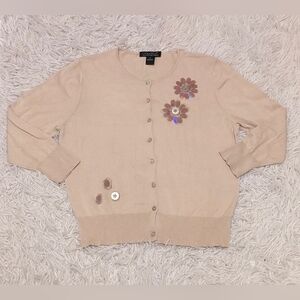 C'est City August Silk Cream Cardigan - Iridescent Floral Paillette & Beaded
